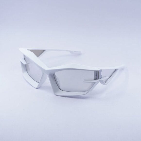 Givenchy GV40049U 21C Sunglasses White Geometric Frame, Smoke Mirror Lenses main image 6